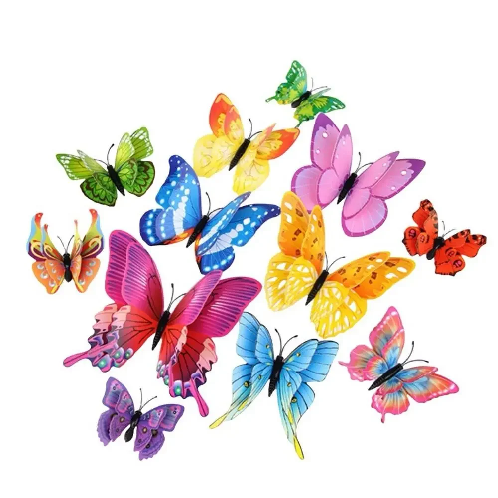 Indoor Decoration 3D Butterfly Wall Sticker Weather-resistant Material 12 Pieces